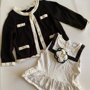 Janie & Jack Black & White Cardigan & Tank